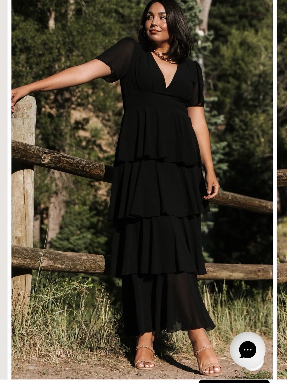 Baltic Born Black Tiered V-Neck Maxi Dress